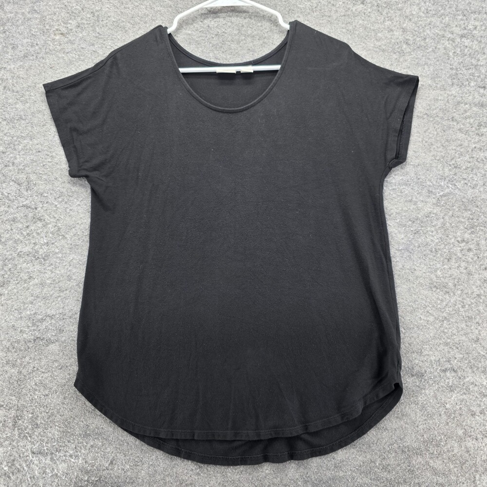 St Tropez West Shirt Womens Medium Short Sleeve Black Tunic